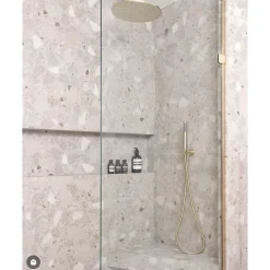 Carrelage sol extérieur antidérapant effet terrazzo 80x80 cm MONACO R BEIGE ANTIDESLIZANTE-Aelle Carrelage Clearance