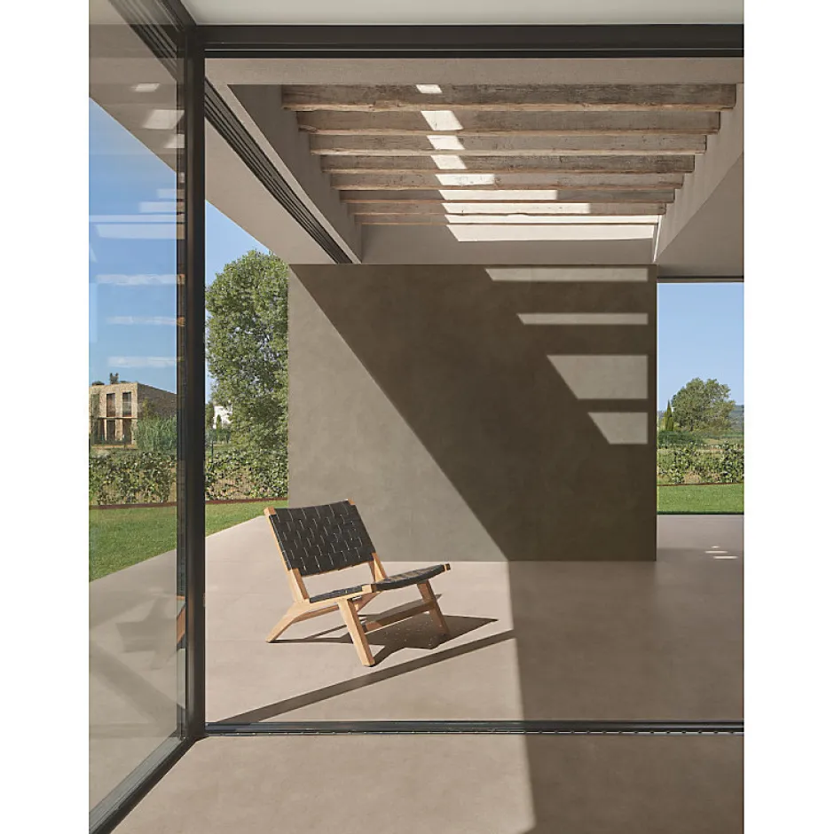 Aelle Carrelage Carrelage sol extérieur antidérapant effet béton ciré naturel 120x120 cm Boost natural umber