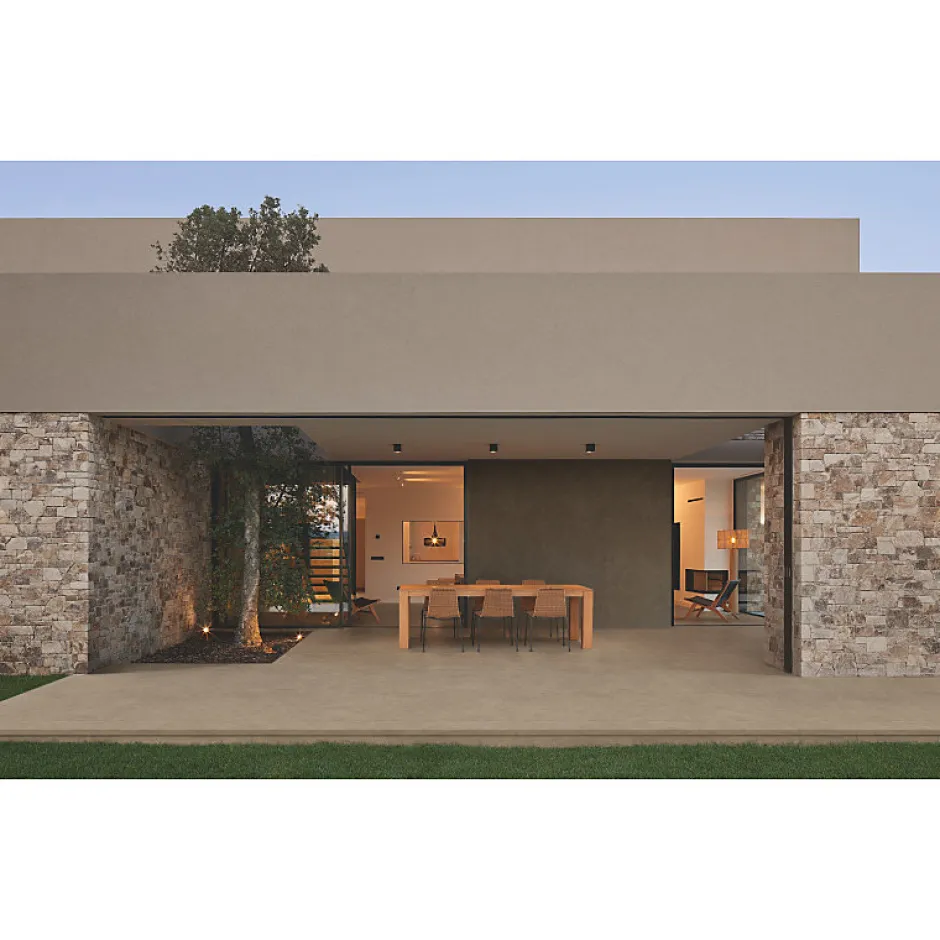 Aelle Carrelage Carrelage sol extérieur antidérapant effet béton ciré naturel 120x120 cm Boost natural umber