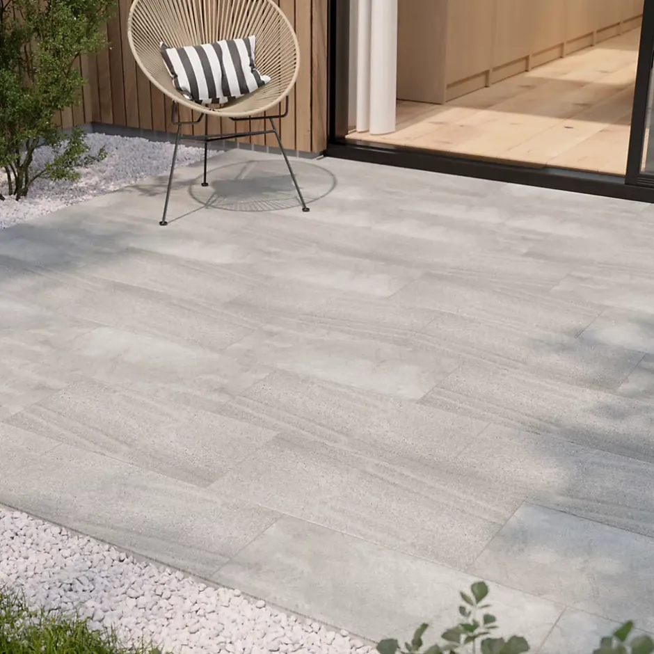 Carrelage sol extérieur beige effet pierre L.62 x l.31 cm x ép.7,4 mm, English Stone- Hot