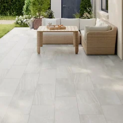Carrelage sol extérieur beige effet pierre L.62 x l.31 cm x ép.7,4 mm, English Stone- Hot