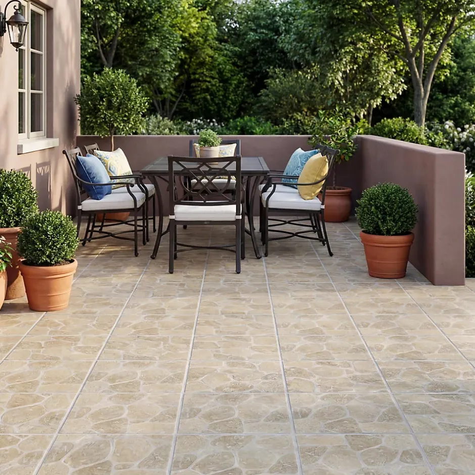 Carrelage sol extérieur effet pierre beige et marron L.30,38 x l.30,38 cm x ép.7 mm, Searocca- New