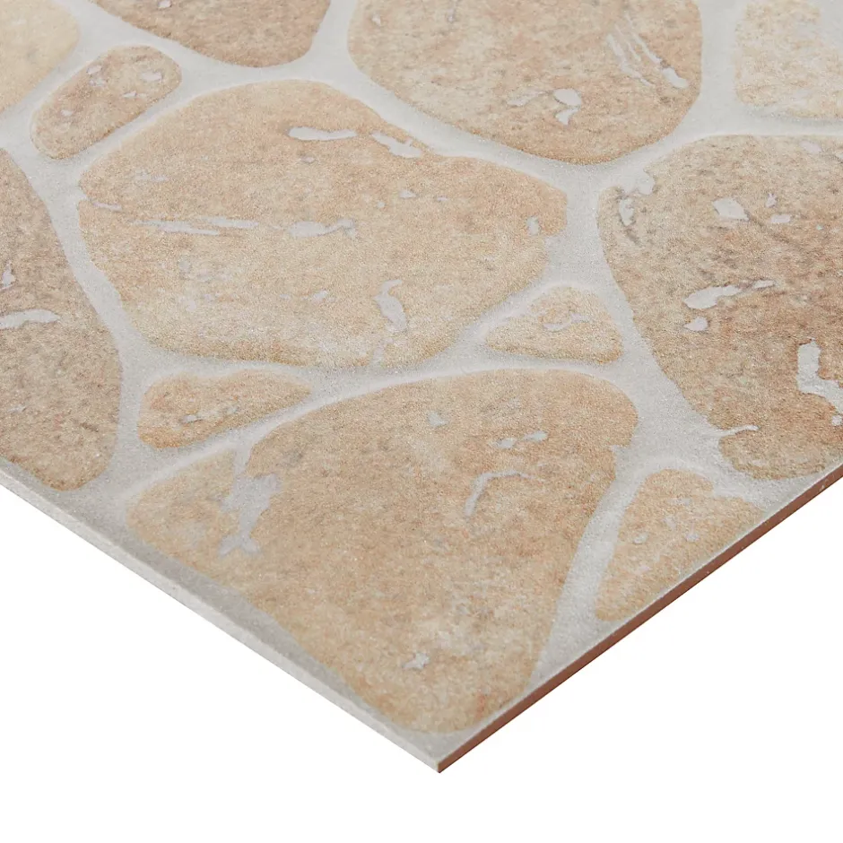 Carrelage sol extérieur effet pierre beige et marron L.30,38 x l.30,38 cm x ép.7 mm, Searocca- New