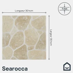 Carrelage sol extérieur effet pierre beige et marron L.30,38 x l.30,38 cm x ép.7 mm, Searocca- New