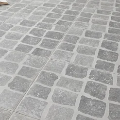 Carrelage sol extérieur effet pavés tons gris L.30,38 x l.30,38 cm x ép.7 mm, Blocce