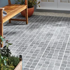 Carrelage sol extérieur effet pavés tons gris L.30,38 x l.30,38 cm x ép.7 mm, Blocce