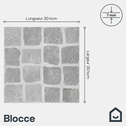 Carrelage sol extérieur effet pavés tons gris L.30,38 x l.30,38 cm x ép.7 mm, Blocce