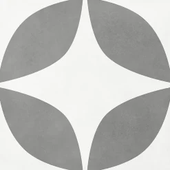 Carrelage sol extérieur effet carreau de ciment gris et blanc L.45 x l.45 cm x ép.7,4 mm, Patch