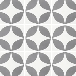 Carrelage sol extérieur effet carreau de ciment gris et blanc L.45 x l.45 cm x ép.7,4 mm, Patch