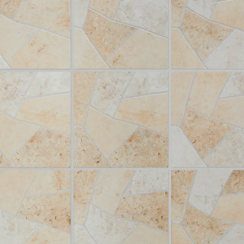 Carrelage sol extérieur effet pierre tons beiges L.42,04 x l.42,04 cm x ép.7,4 mm, Piazza- Best