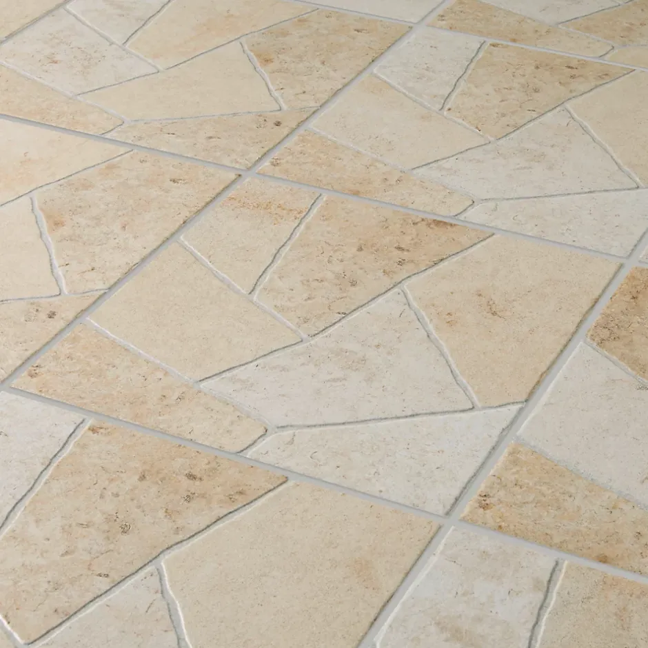 Carrelage sol extérieur effet pierre tons beiges L.42,04 x l.42,04 cm x ép.7,4 mm, Piazza- Best