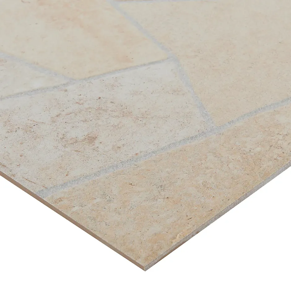 Carrelage sol extérieur effet pierre tons beiges L.42,04 x l.42,04 cm x ép.7,4 mm, Piazza- Best