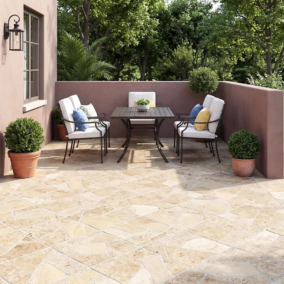 Carrelage sol extérieur effet pierre tons beiges L.42,04 x l.42,04 cm x ép.7,4 mm, Piazza- Best