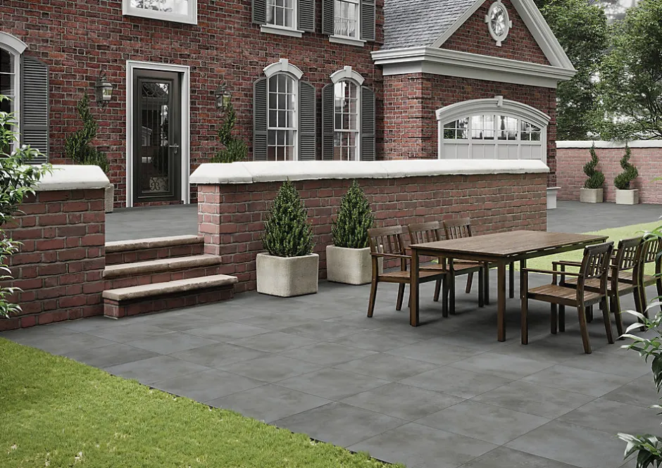 Carrelage sol extérieur effet béton gris anthracite L.60 x l.60 cm x ép.20 mm, Rohe