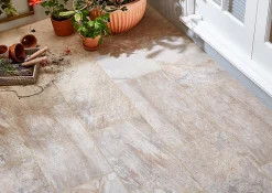 GoodHome Carrelage sol extérieur effet pierre beige L.60 x l.30 cm x ép.8,7 mm, Volfy