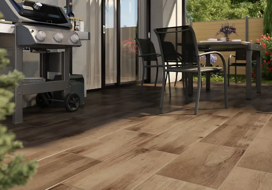 Carrelage sol extérieur effet bois marron clair L.60 x l.30 cm x ép.8,7 mm, Norwegio- New