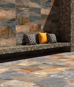 Carrelage sol extérieur effet pierre oxydée L.60 x l.60 cm x ép.9 mm, Denali- Outlet