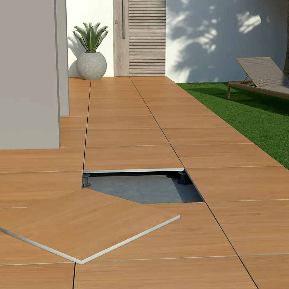 Ecoceramic Carrelage sol extérieur en grès cérame émaillé effet bois naturel l.60 x L.60 x ép.2 cm Parkwood