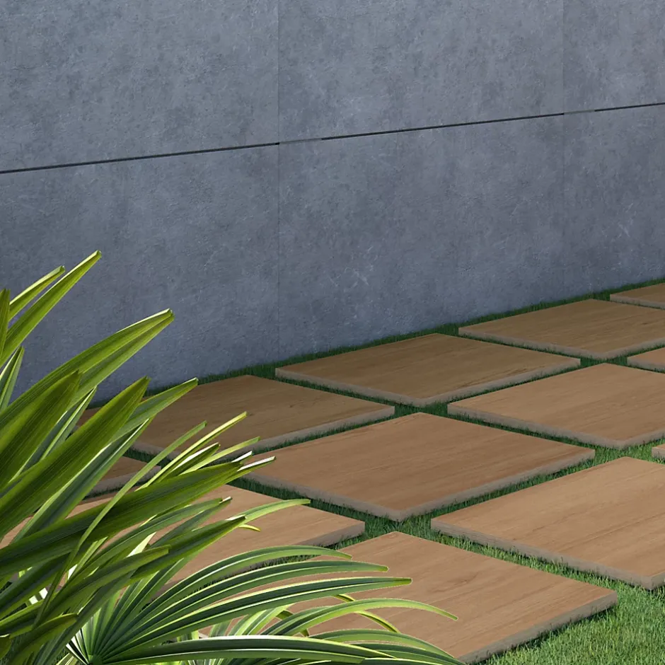 Ecoceramic Carrelage sol extérieur en grès cérame émaillé effet bois naturel l.60 x L.60 x ép.2 cm Parkwood