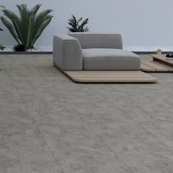 Carrelage sol extérieur en grès cérame émaillé effet béton gris anthracite l.60 x L.60 x ép. 0.9cm Bauha-Ecoceramic