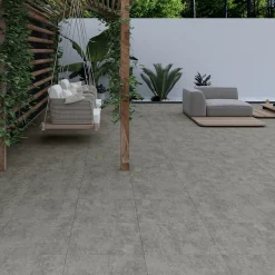 Carrelage sol extérieur en grès cérame émaillé effet béton gris anthracite l.60 x L.60 x ép. 0.9cm Bauha-Ecoceramic