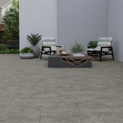 Carrelage sol extérieur en grès cérame émaillé effet béton gris anthracite l.30 x L.60 x ép.0.9 cm Bauha-Ecoceramic Best