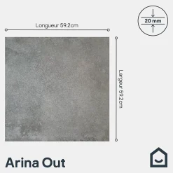 Carrelage sol extérieur en grès cérame émaillé effet pierre anthracite l.60 x L.60 x ép.2 cm Arina-GoodHome Hot