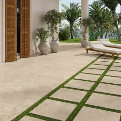 GoodHome Carrelage sol extérieur en grès cérame émaillé effet pierre beige l.60 x L.60 x ép.2 cm Tamiri