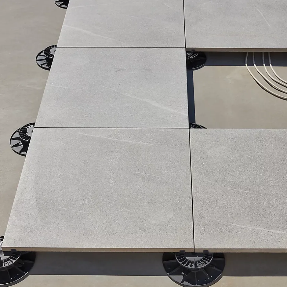 GoodHome Carrelage sol extérieur en grès cérame émaillé effet pierre taupe l.60 x L.60 x ép.2 cm Arina