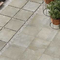 GoodHome Carrelage sol extérieur en grès cérame émaillé effet pierre taupe l.60 x L.60 x ép.2 cm Arina
