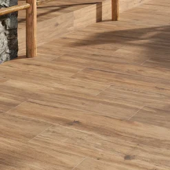 GoodHome Carrelage sol extérieur en grès cérame émaillé effet bois naturel l.22 x L.120 x ép. 0,97 cm Todias Caboa