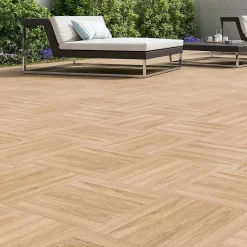 Carrelage sol extérieur en grès cérame émaillé effet chêne miel l.45 x L.45 x 0.95 cm Deckland-Ecoceramic Sale