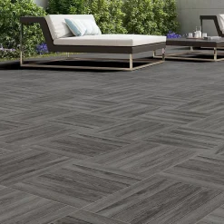 Carrelage sol extérieur en grès cérame émaillé effet chêne anthracite l.45 x L.45 x 0.95 cm Deckland-Ecoceramic Sale