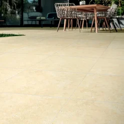 Carrelage sol extérieur en grès cérame émaillé effet travertin beige l.60 x L.60 x ép.0.74 cm Traverno