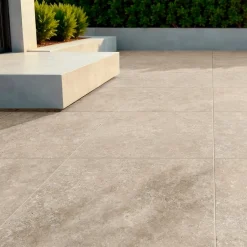 Carrelage sol extérieur en grès cérame émaillé effet travertin beige foncé l.60 x L.60 x ép.0.74 cm Traverno