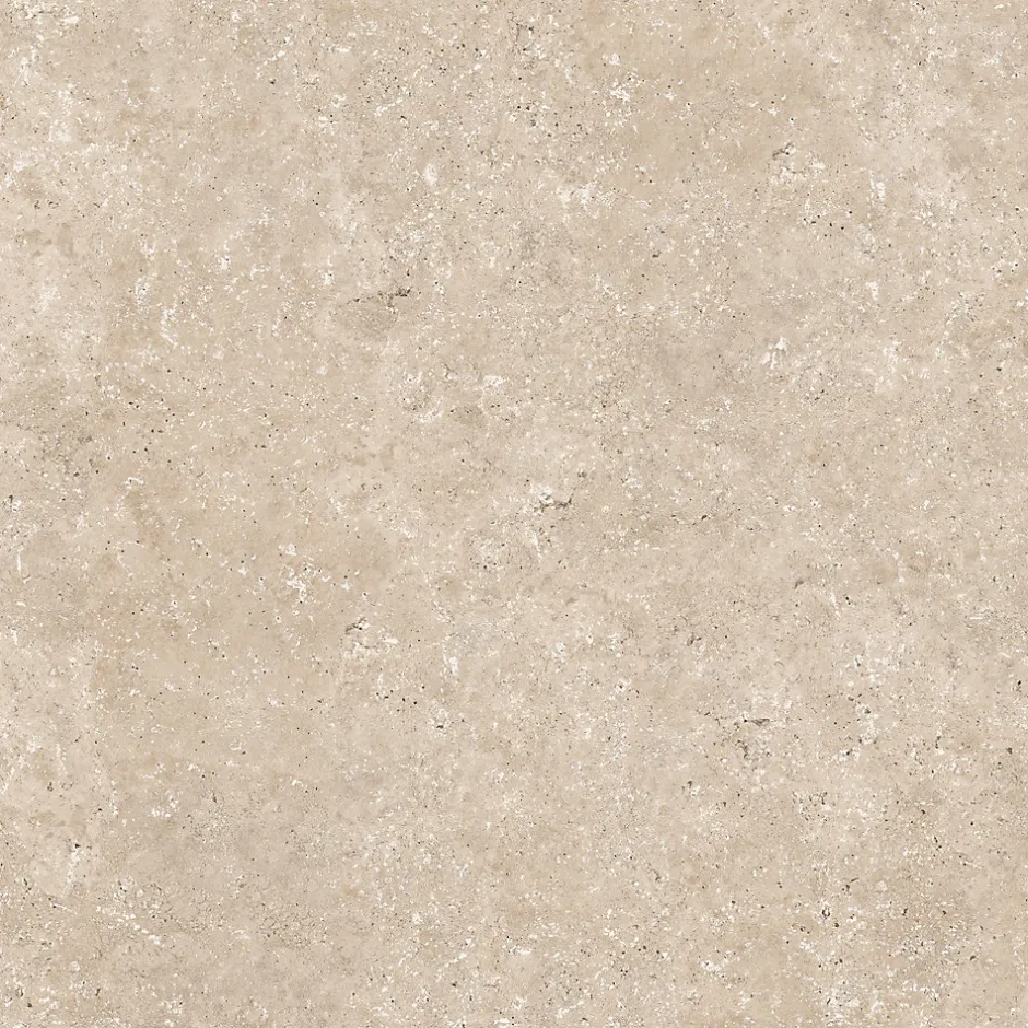 Carrelage sol extérieur en grès cérame émaillé effet travertin beige foncé l.60 x L.60 x ép.0.74 cm Traverno