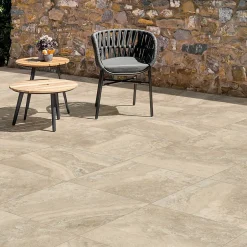 Carrelage sol extérieur en grès cérame émaillé effet pierre beige l.60 x L.60 x ép.0,8 cm Siena- Discount
