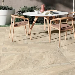 Carrelage sol extérieur en grès cérame émaillé effet pierre beige l.60 x L.60 x ép.0,8 cm Siena- Discount