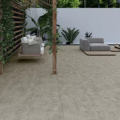 Ecoceramic Carrelage sol extérieur en grès cérame émaillé effet béton gris perle l.60 x L.60 x ép. 0.9cm Bauha