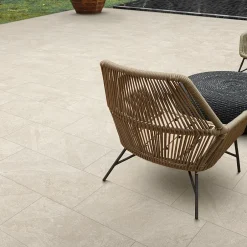 Carrelage sol extérieur en grès cérame émaillé effet pierre ivoire l.60 x L.30 x ép.0.8 cm Ardesi