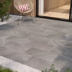 Carrelage sol extérieur grège effet pierre L.62 x l.31 cm x ép.7,4 mm, English Stone