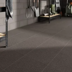 Carrelage sol intérieur anthracite L.33,3 x l.33,3 cm x ép.7 mm, Porphyre