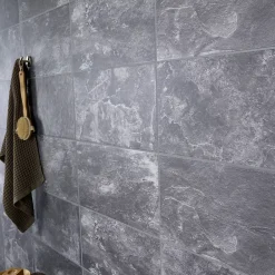 GoodHome Carrelage sol intérieur anthracite L.61,5 x l.30,8 cm x ép.8 mm, Shaded