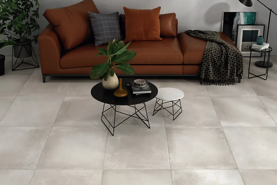 Carrelage sol intérieur aspect béton Lecco gris 60 x 60 cm