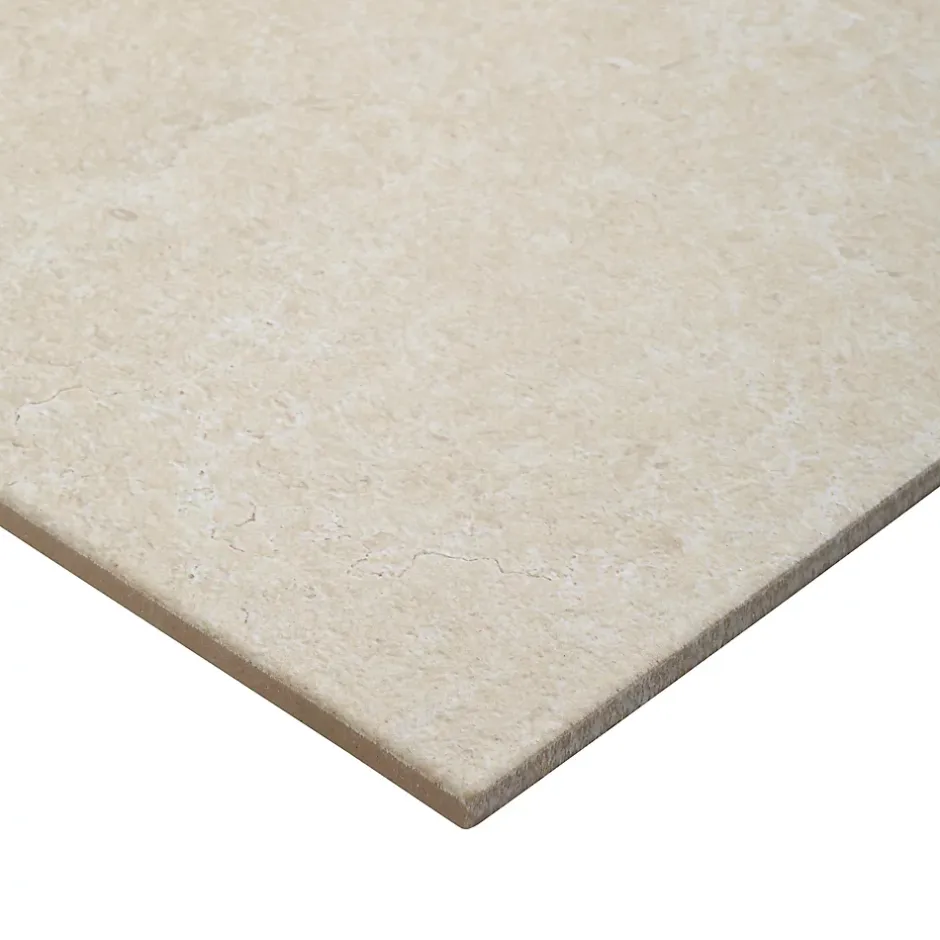 Carrelage sol intérieur beige taupe effet pierre L.61,5 x l.30,8 cm x ép.8 mm, Soft Lime Stone-GoodHome Discount