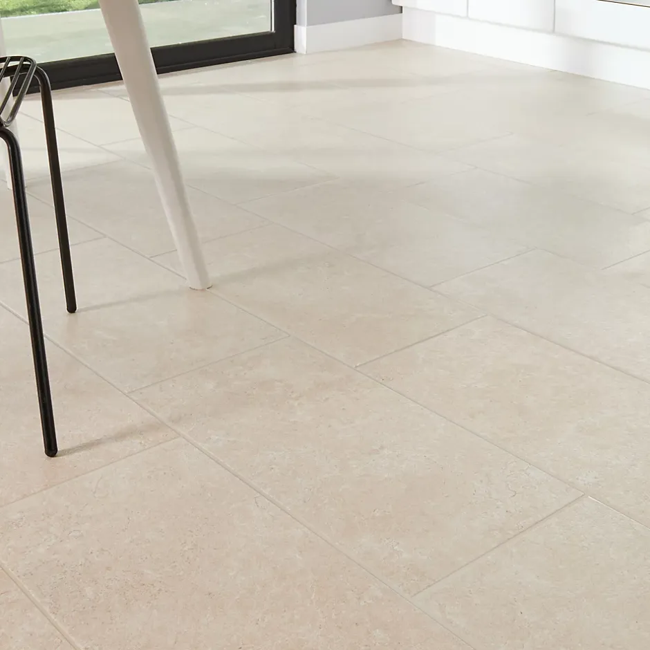 Carrelage sol intérieur beige taupe effet pierre L.61,5 x l.30,8 cm x ép.8 mm, Soft Lime Stone-GoodHome Discount