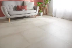 GoodHome Carrelage sol intérieur beige effet béton L.60 x L.60 cm x ép.10 mm, Smooth