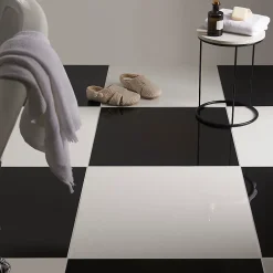 Carrelage sol intérieur blanc poli brillant L.60 x l.60 cm x ép.9,5 mm, Latinie-GoodHome Clearance