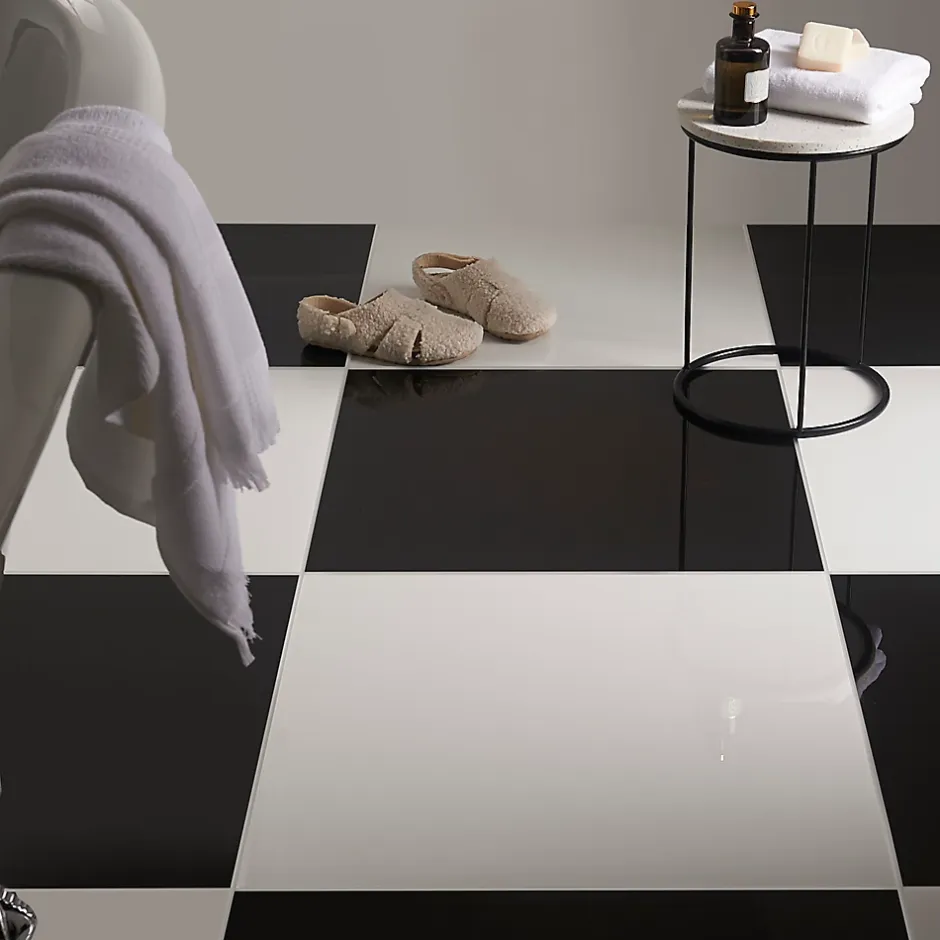 Carrelage sol intérieur blanc poli brillant L.60 x l.60 cm x ép.9,5 mm, Latinie-GoodHome Clearance