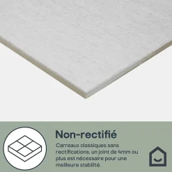 GoodHome Carrelage sol intérieur blanc effet pierre satin L.60 x l.30 cm x ép.8 mm, Natural